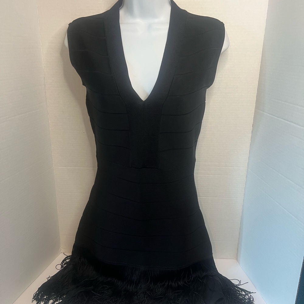 Venus Y2K Bandage Fringe Mini Dress – Black – Size 2